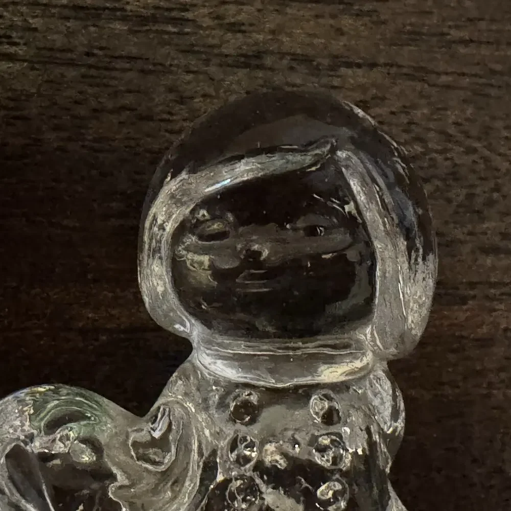 Vintage Clear Glass Girl with Puppy Dog Figurine 2 1/2
